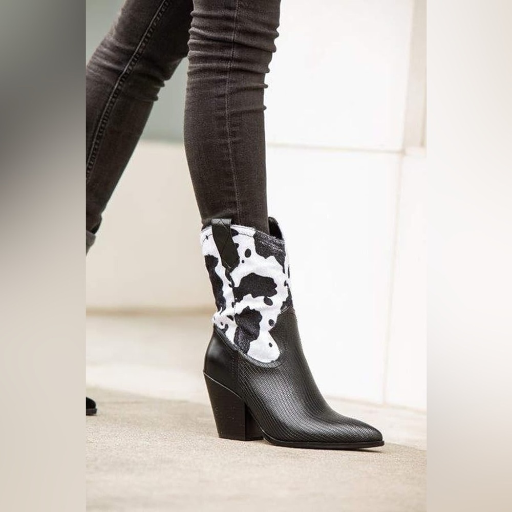 NEW Mata Shoes Cow print Cowboy Boots, Western Cowgirl Ankle Boots